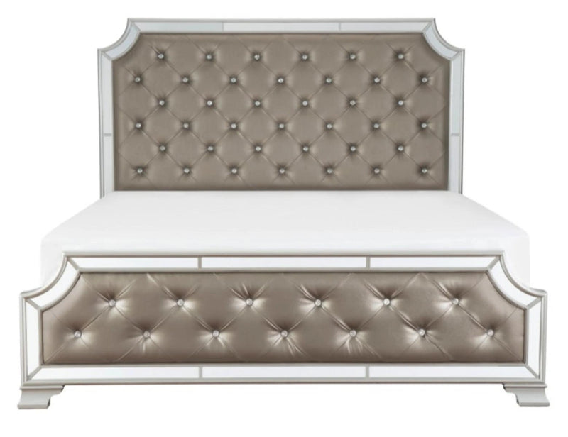 Avondale Queen Upholstered Panel Bed in Silver 1646-1*