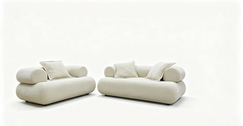 HP0426 Stationary Sofa 2 Pc Set Ivory (Sofa and Loveseat)