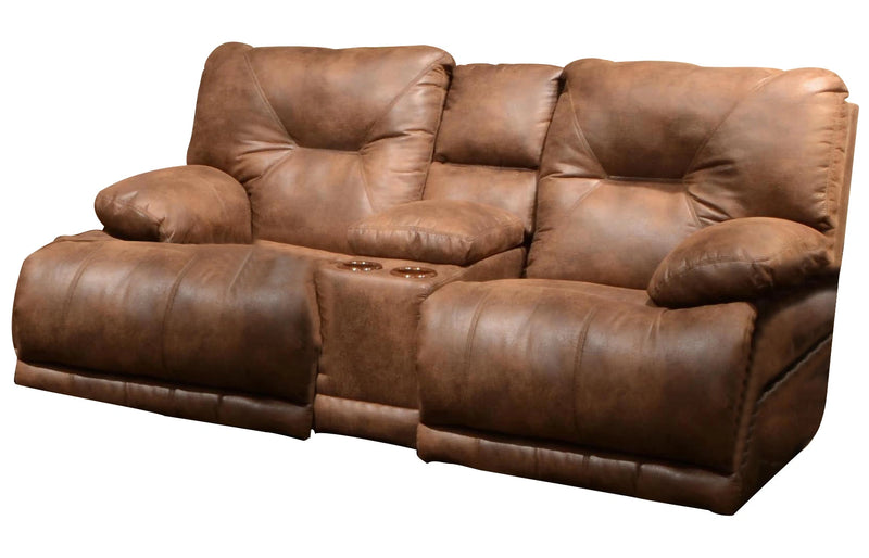 Catnapper Voyager Lay Flat Reclining Console Loveseat in Elk