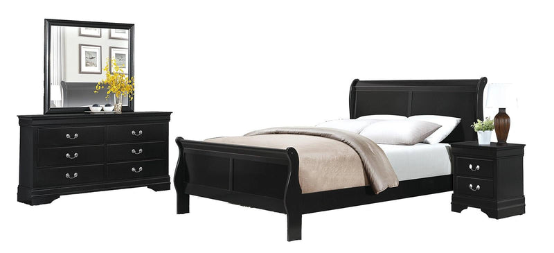 Mayville Queen Sleigh Bed in Black 2147BK-1