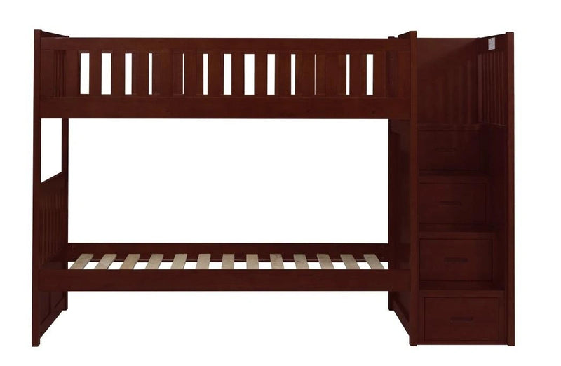 Rowe Bunk Bed w/ Reversible Step Storage in Dark Cherry B2013SBDC-1*