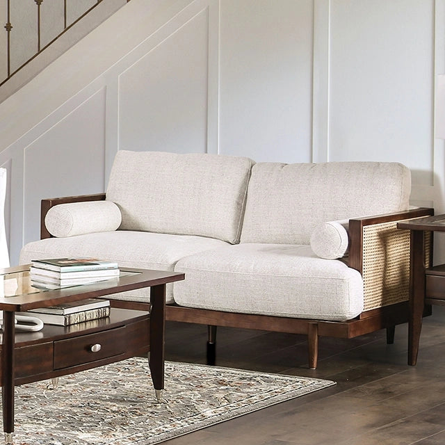 ALESUND Loveseat, Beige/Light Oak, Natural & Brown