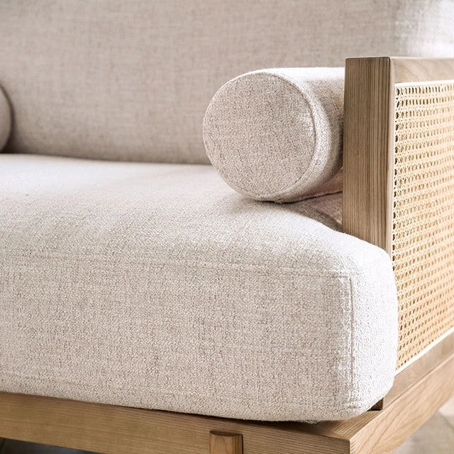 ALESUND Loveseat, Beige/Light Oak, Natural & Brown