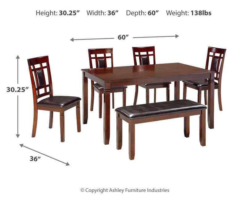 Bennox Dining Table and Chairs with Bench (Set of 6)