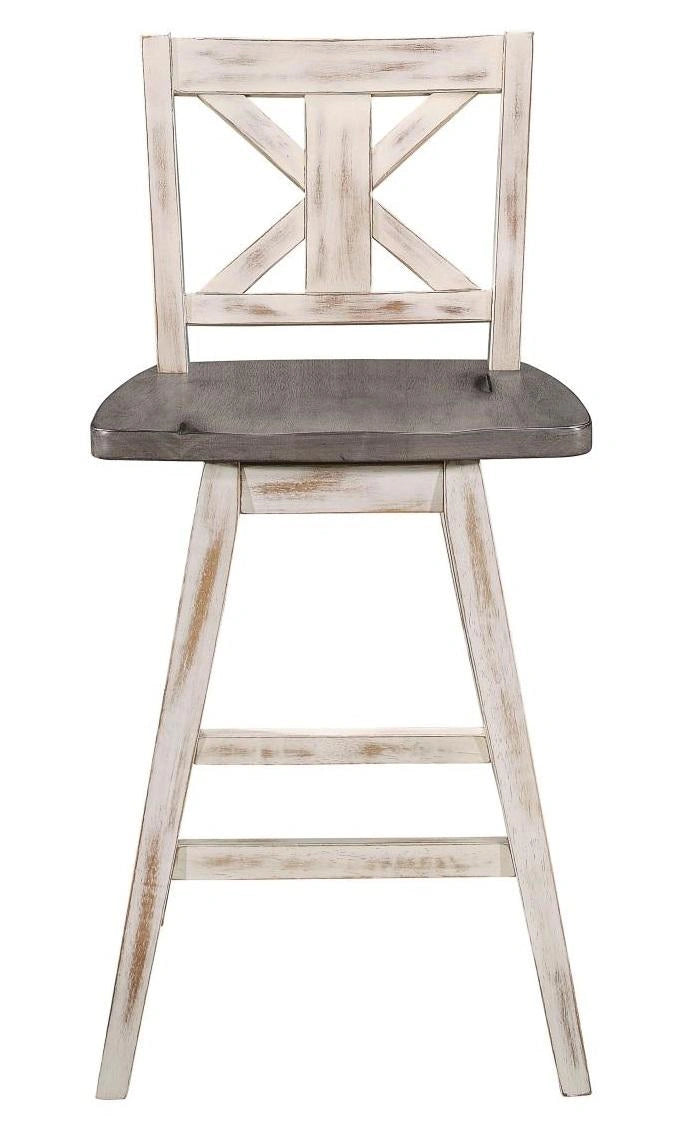 Amsonia Swivel Counter Height Chair in Gray and White (Set of 2)