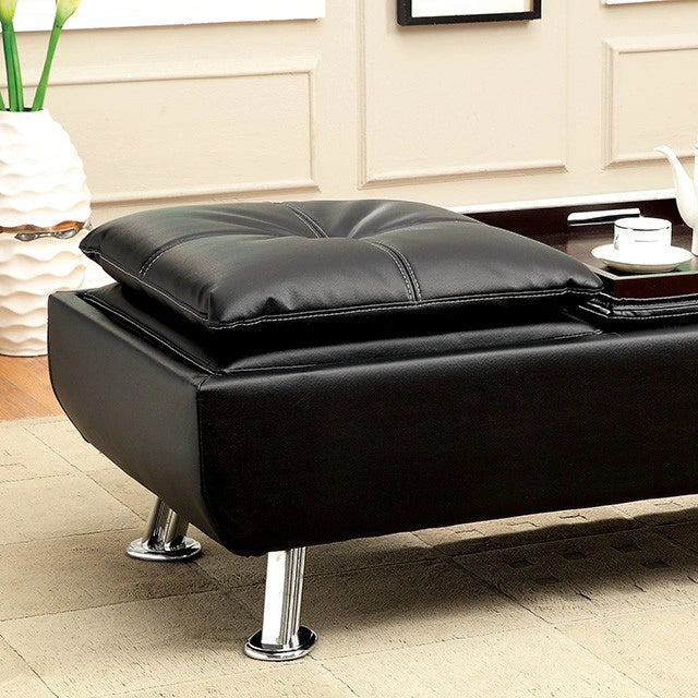 HAUSER II Black/Chrome Ottoman, Black