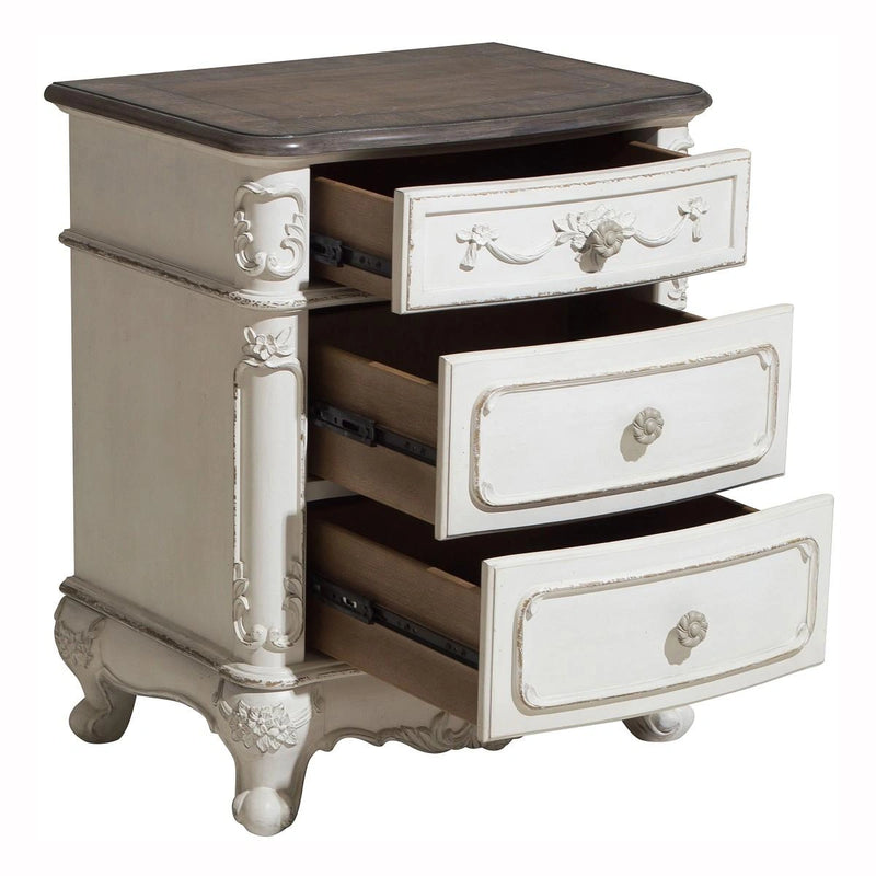 Cinderella Night Stand in Antique White with Grey Rub-Through 1386NW-4
