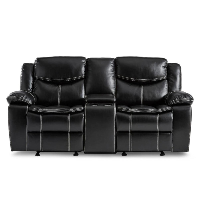 Bastrop Double Glider Reclining Loveseat in Black 8230BLK-2