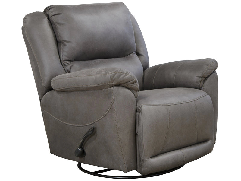 Catnapper Furniture Cole Chaise Swivel Glider Recliner in Charcoal