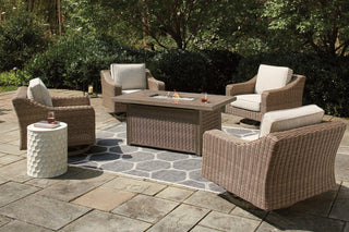 Beachcroft Beachcroft Fire Pit Table with Four Nuvella Swivel Lounge Chairs image