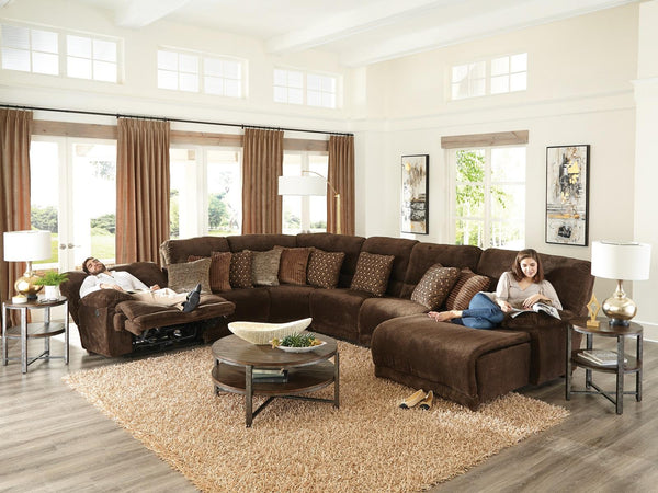 Catnapper Furniture Burbank Power Lay Flat Right Side Facing  Recliner in Chocolate