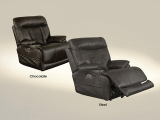 Catnapper Furnture Naple Power Headrest Power Lay Flat Recliner with Extended Ottoman in Chocolate image