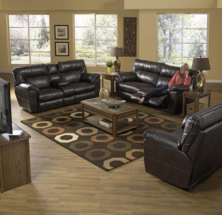 Catnapper Nolan Extra Wide Reclining Console Loveseat w/ Storage & Cupholder in Godiva image