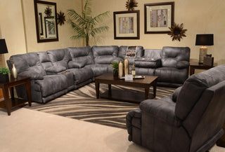 Catnapper Voyager Power Lay Flat Reclining Sofa with Drop Down Table in Slate image