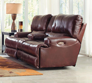 Catnapper Wembley Lay Flat Reclining Console Loveseat in Walnut image