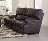 Catnapper Wembley Power Headrest w/ Lumbar Lay Flat Reclining Console Loveseat in Steel