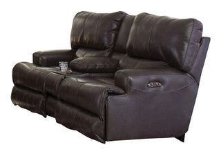 Catnapper Wembley Lay Flat Reclining Console Loveseat in Steel image