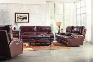 Catnapper Wembley Power Headrest w/ Lumbar Lay Flat Reclining Console Loveseat in Walnut 764589 image