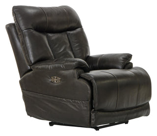 Naples Leather Power Lay Flat Recliner with Power Adjustable Headrest, Power Adjustable Lumbar Support and Extra Extension Footrest image