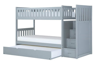 Homelegance Orion Bunk Bed w/ Reversible Step Storage and Twin Trundle in Gray B2063SB-1*R image