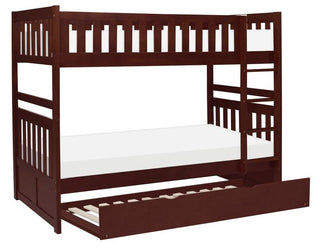 Homelegance Rowe Twin/Twin Bunk Bed w/ Twin Trundle Bed in Dark Cherry B2013DC-1*R image