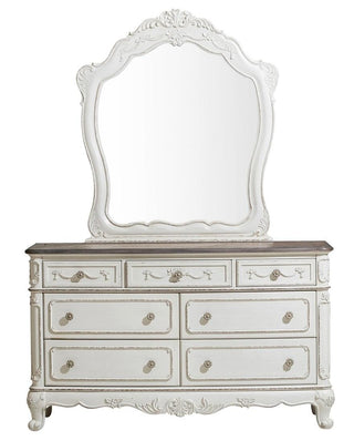 Homelegance Cinderella Mirror in Antique White with Grey Rub-Through 1386NW-6 image