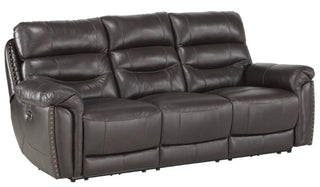 Homelegance Furniture Lance Power Double Reclining Sofa with Power Headrests in Brown 9527BRW-3PWH image