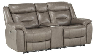 Homelegance Furniture Danio Power Double Reclining Loveseat with Power Headrests in Brownish Gray 9528BRG-2PWH image