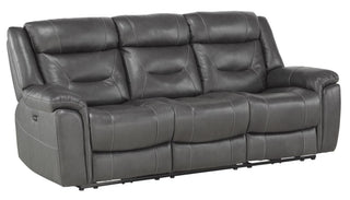 Homelegance Furniture Danio Power Double Reclining Sofa with Power Headrests in Dark Gray 9528DGY-3PWH image