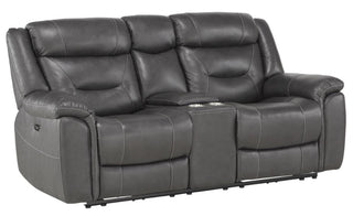 Homelegance Furniture Danio Power Double Reclining Loveseat with Power Headrests in Dark Gray 9528DGY-2PWH image