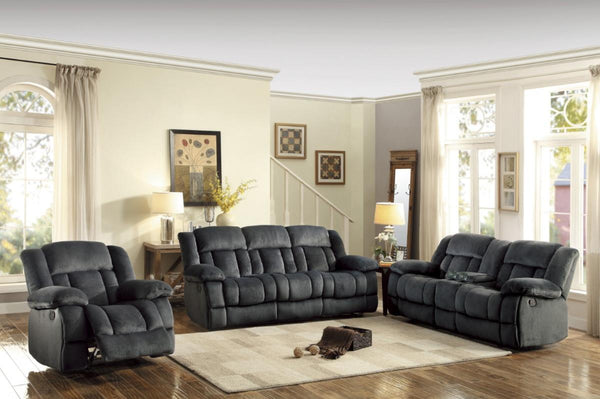 Homelegance Furniture Laurelton Double Reclining Sofa in Charcoal 9636CC-3