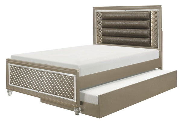 Homelegance Furniture Youth Loudon Full Platform with Trundle Bed in Champagne Metallic image