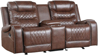 Homelegance Furniture Putnam Double Glider Reclining Loveseat in Brown 9405BR-2 image