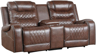 Homelegance Furniture Putnam Power Double Reclining Loveseat in Brown 9405BR-2PW image