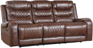 Homelegance Furniture Putnam Double Reclining Sofa with Drop-Down in Brown 9405BR-3 image