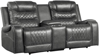 Homelegance Furniture Putnam Double Glider Reclining Loveseat in Gray 9405GY-2 image