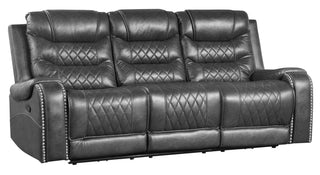 Homelegance Furniture Putnam Double Reclining Sofa with Drop-Down in Gray 9405GY-3 image