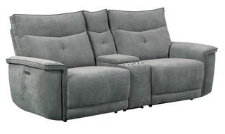 Homelegance Furniture Tesoro Power Double Reclining Loveseat in Dark Gray 9509DG-2CNPWH* image