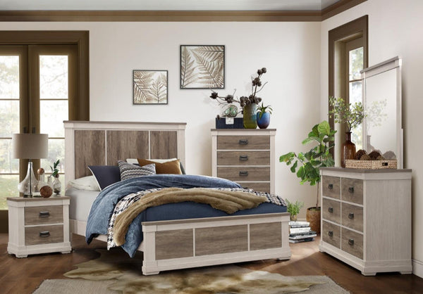 Arcadia King Panel Bed in White & Weathered Gray 1677K-1EK*