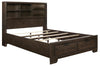 Chesky Queen Bookcase Bed with Footboard Storage in Warm Espresso 1753-1*