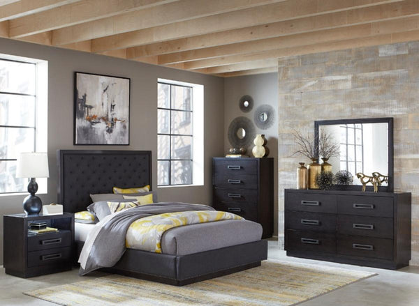Larchmont King Upholstered Platform Bed in Charcoal 5424K-1EK*