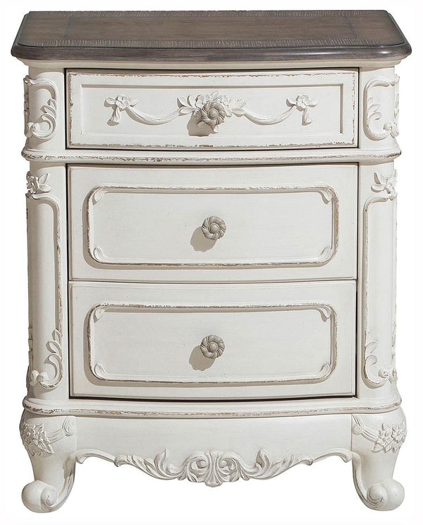 Cinderella Night Stand in Antique White with Grey Rub-Through 1386NW-4 image