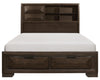 Chesky Queen Bookcase Bed with Footboard Storage in Warm Espresso 1753-1*