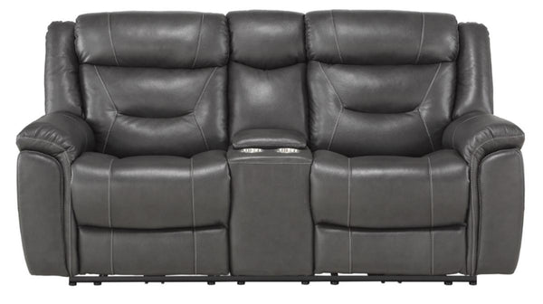Danio Power Double Reclining Loveseat with Power Headrests in Dark Gray 9528DGY-2PWH