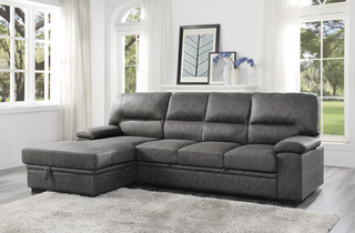 Homelegance Furniture Michigan Sectional with Pull Out Bed and Left Chaise in Dark Gray 9407DG*2LC3R image