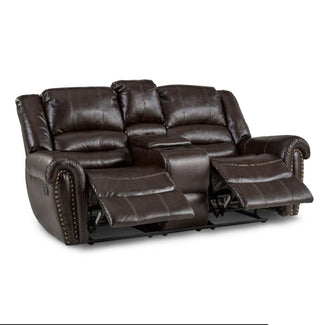 Homelegance Furniture Center Hill Double Glider Reclining Loveseat w/ Center Console in Dark Brown 9668BRW-2 image