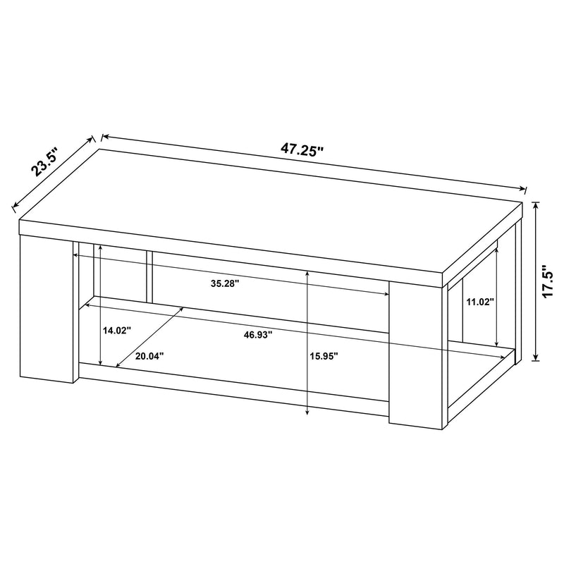 Pavone Open-Shelf Coffee and End Table Set - Dark Rustic Mango 2-Piece Set