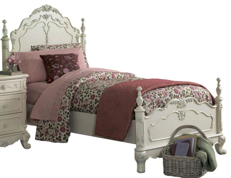 Cinderella Twin Poster Bed in Antique White 1386TNW-1*
