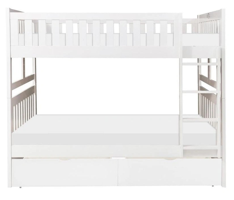 Galen Full/Full Bunk Bed w/ Storage Boxes in White B2053FFW-1*T