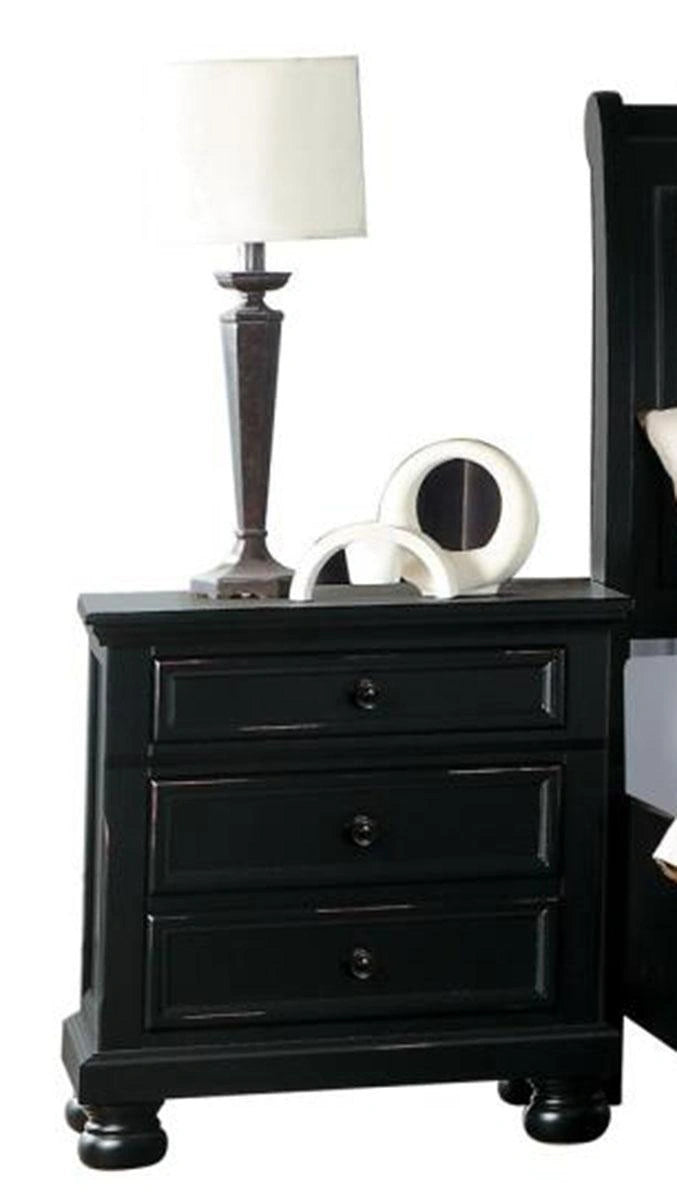 Laurelin 3 Drawer Nightstand in Black 1714BK-4